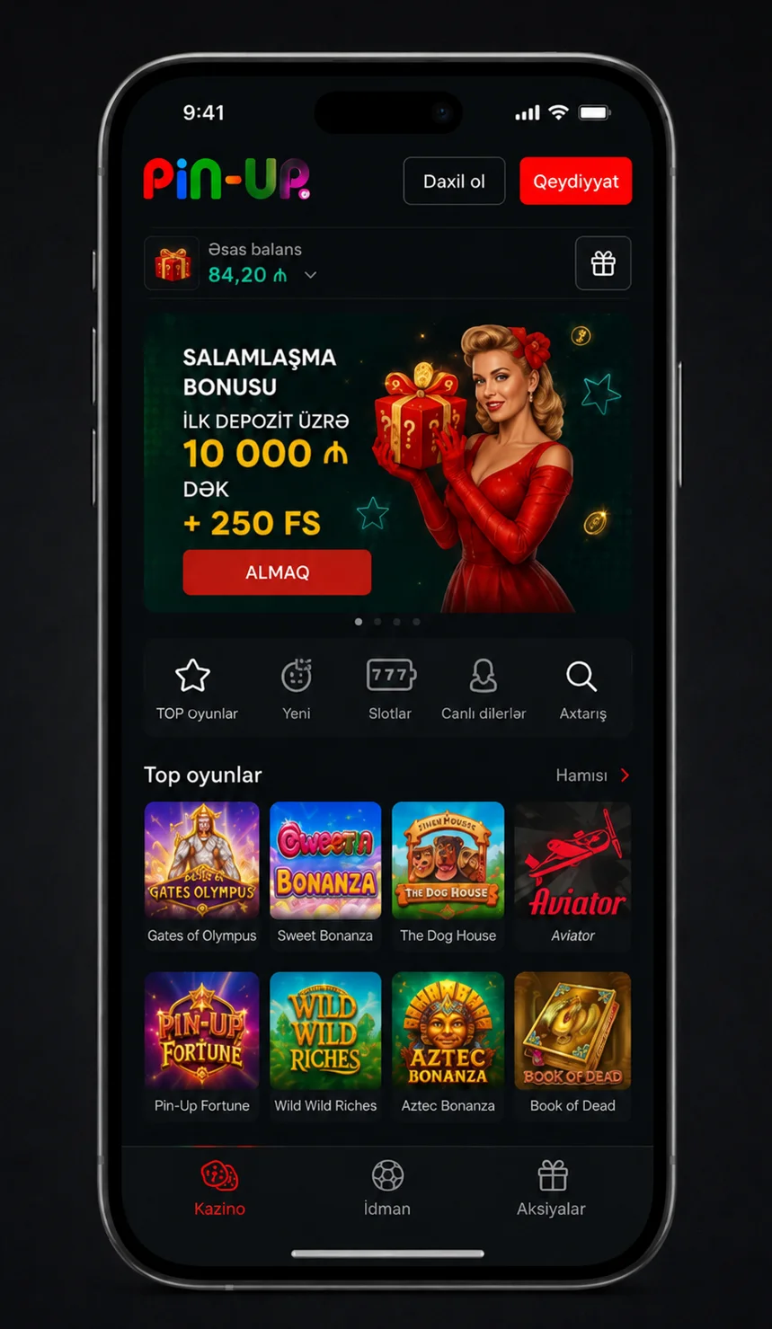 Pin Up AZ mobil versiyası — brauzer girişi və Android APK